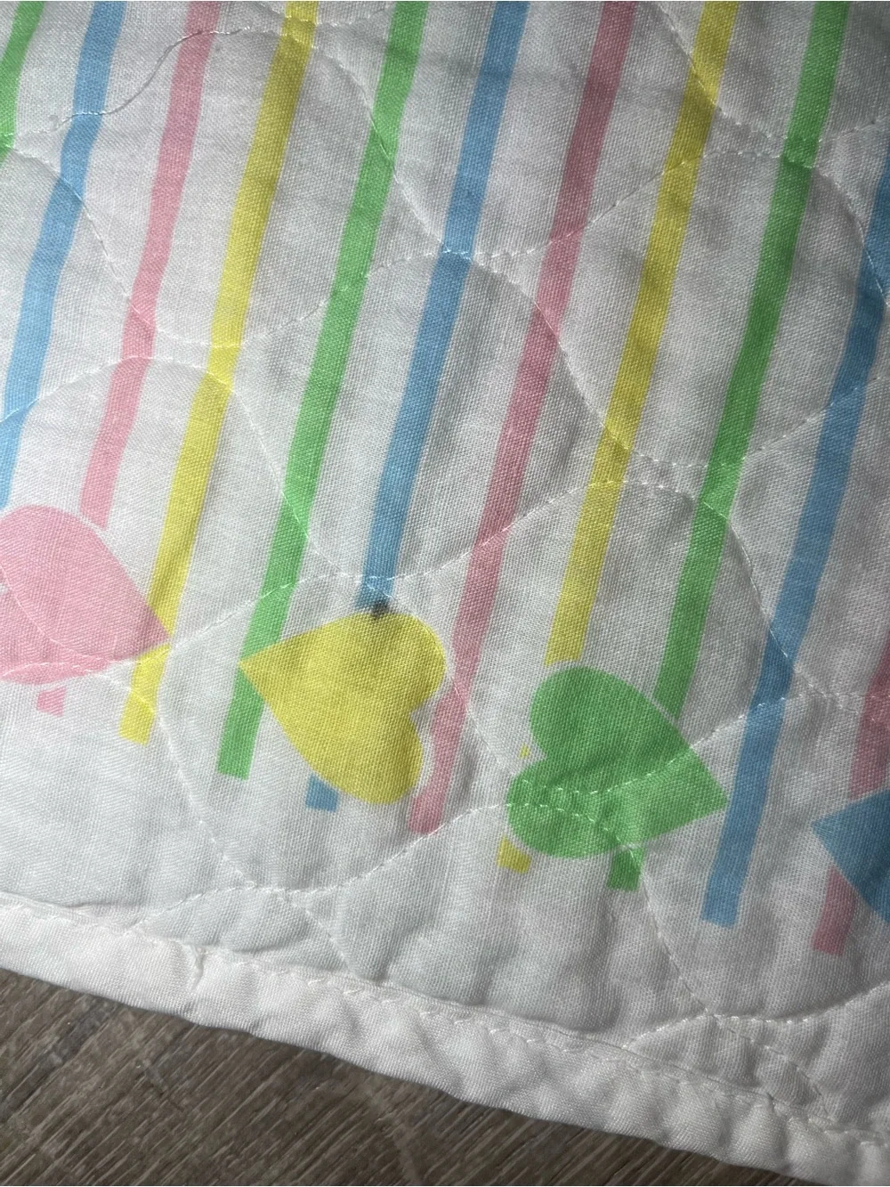 Vintage 1958 Baby Snoopy Woodstock Crib Quilted Blanket & Sheet Set Pastel Heart